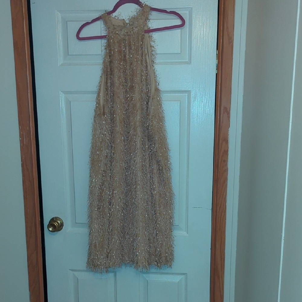 Cream Sleeveless Halter Midi Dress